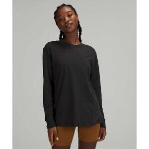 Lululemon All Yours Long Sleeve Black Size 4 Hip Length Lightweight Cotton